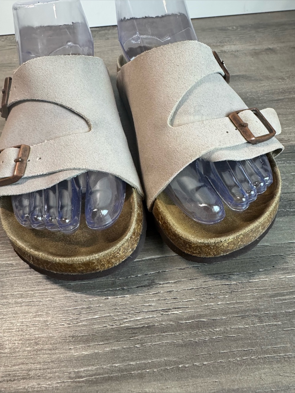Birkenstock Zurich Buckled Slip On Taupe suede sandals EU38/US7-7.5- see photos - Picture 6 of 9